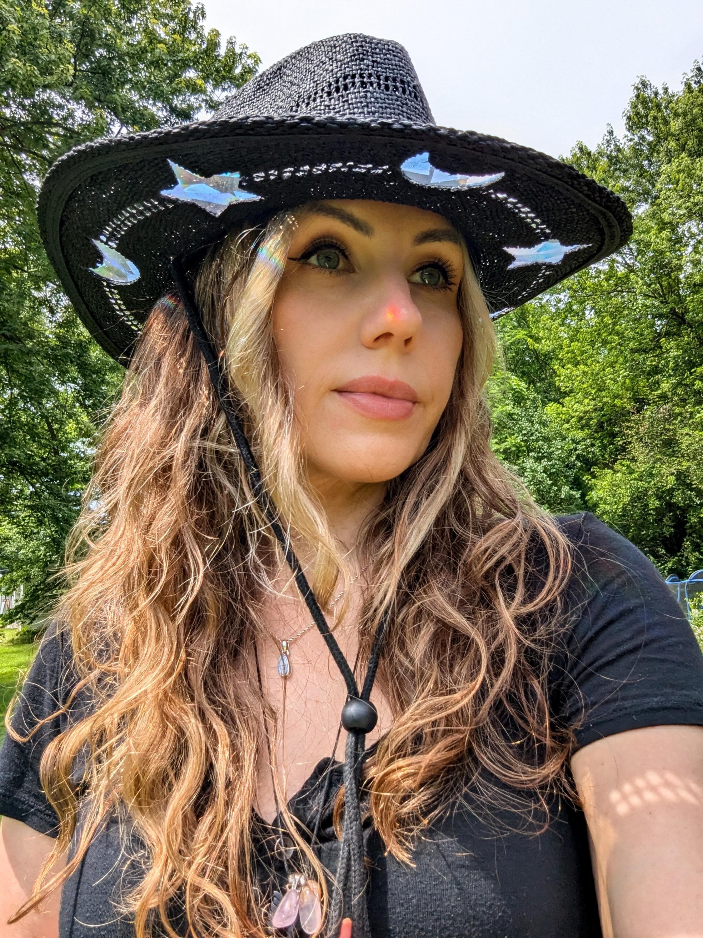 💥ON SALE💥Celestial Suncatcher Cosmic Cowgirl Straw Prism Hat