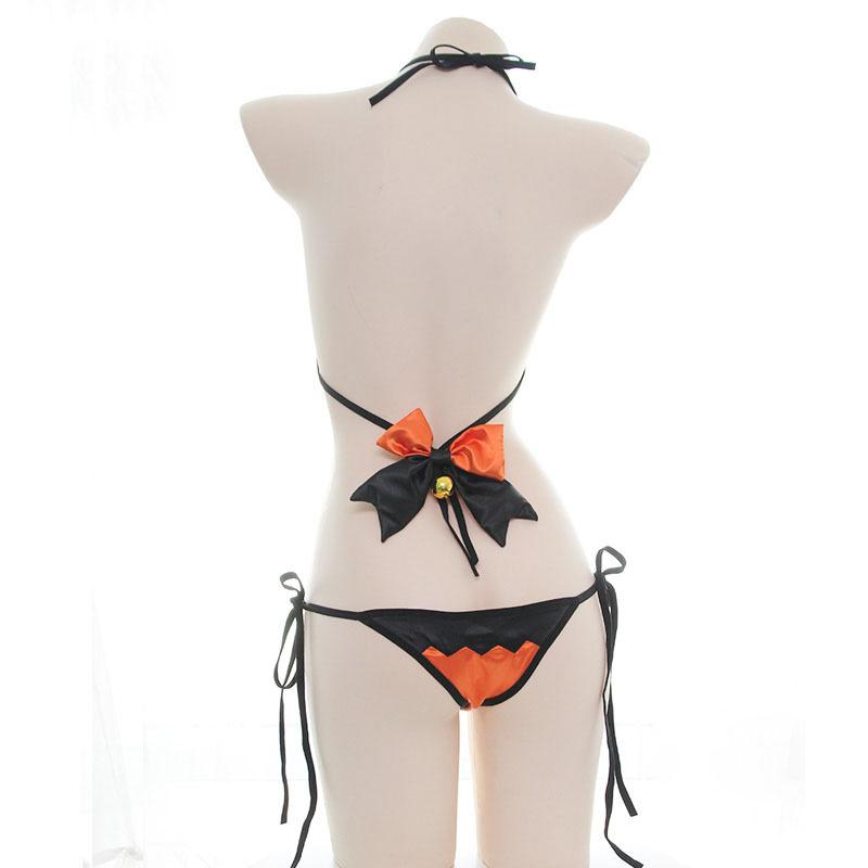 Pumpkin Little Devil Wings Bow Bell Lingerie Set