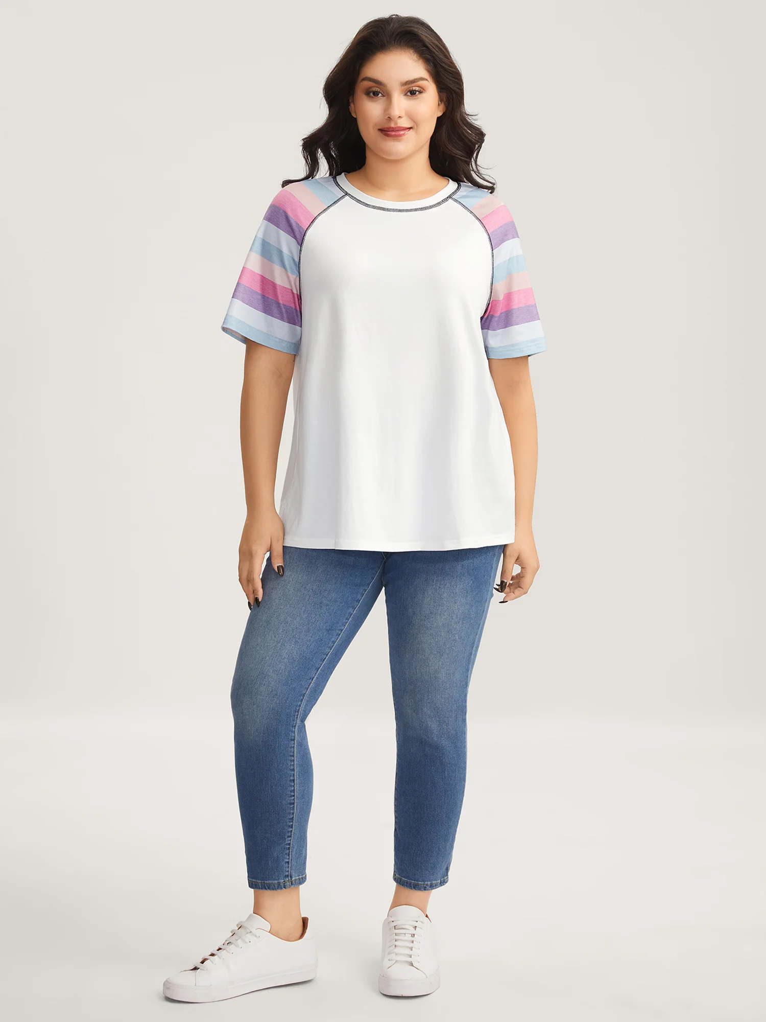 Colorful Stripes Raglan Sleeve T-Shirt