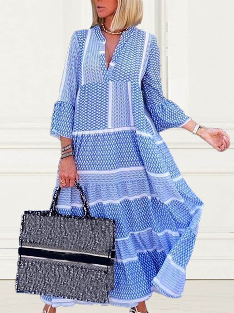 Vacation V-neck Print Dress