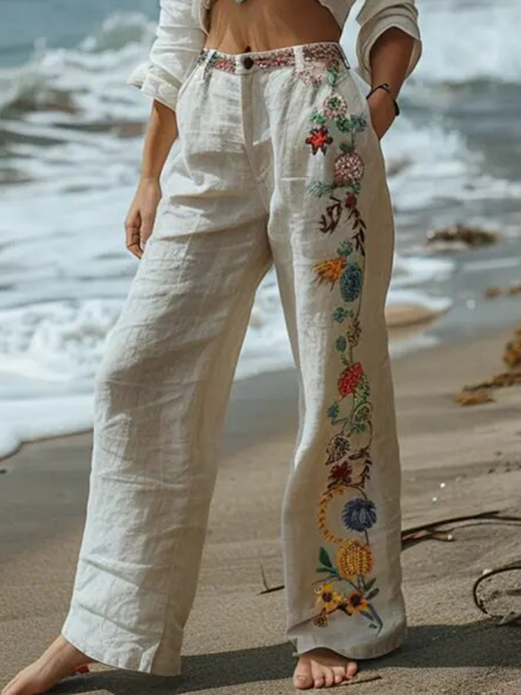 Ethnic Style Cotton And Linen Casual Pants