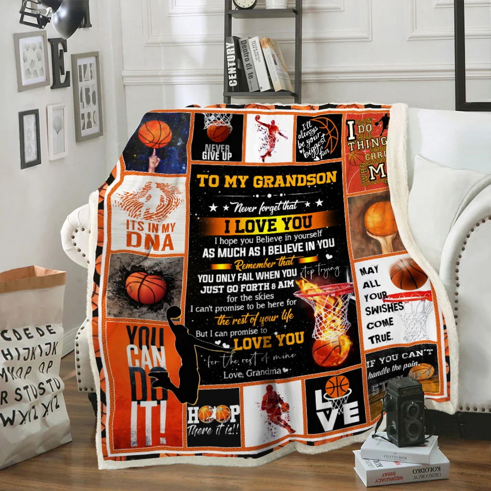 To My Grandson, Basketball, Love Grandma Sofa Throw Blanket