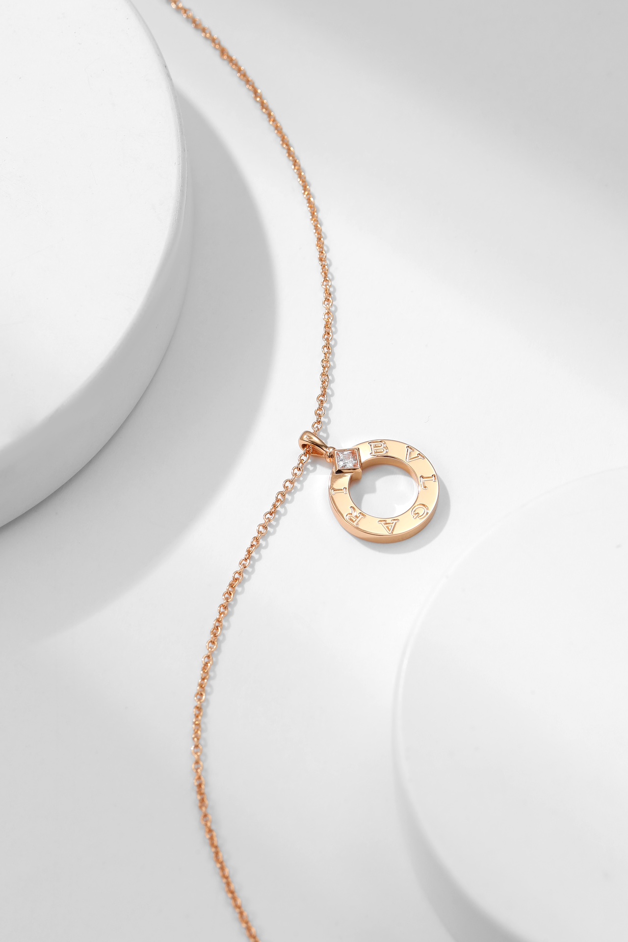 Bulgari logo engraved diamond necklace