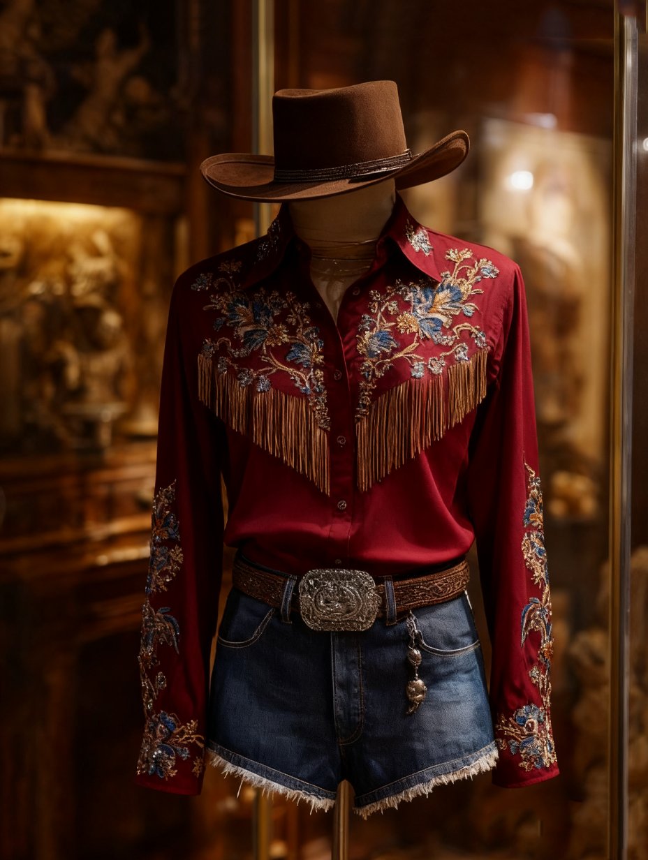 Women's Western Vintage Tassel Floral Print Western Long Sleeve Shirt