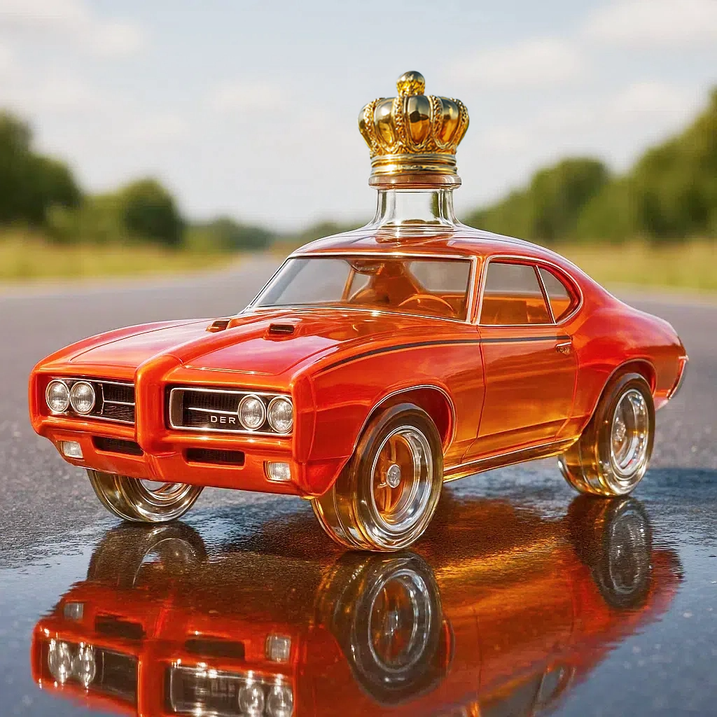 🏁 Full-Throttle Flavor — The Muscle Car Whiskey Bottle That Rules the Road