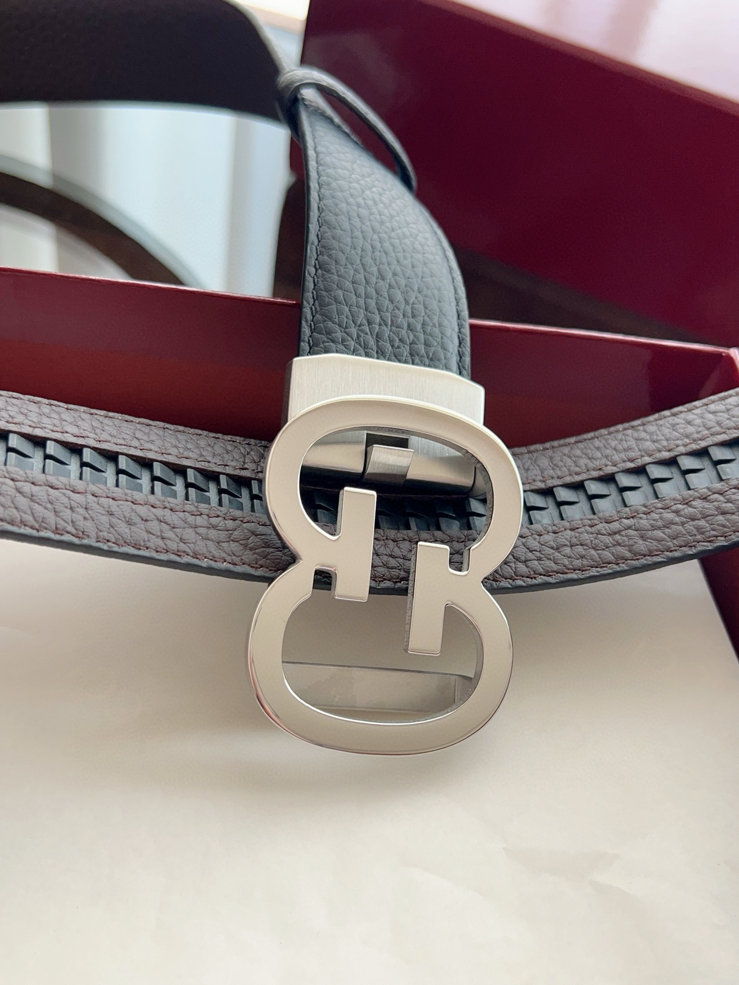 Gucci automatic smooth buckle double-sided cowhide belt width 3.5cm