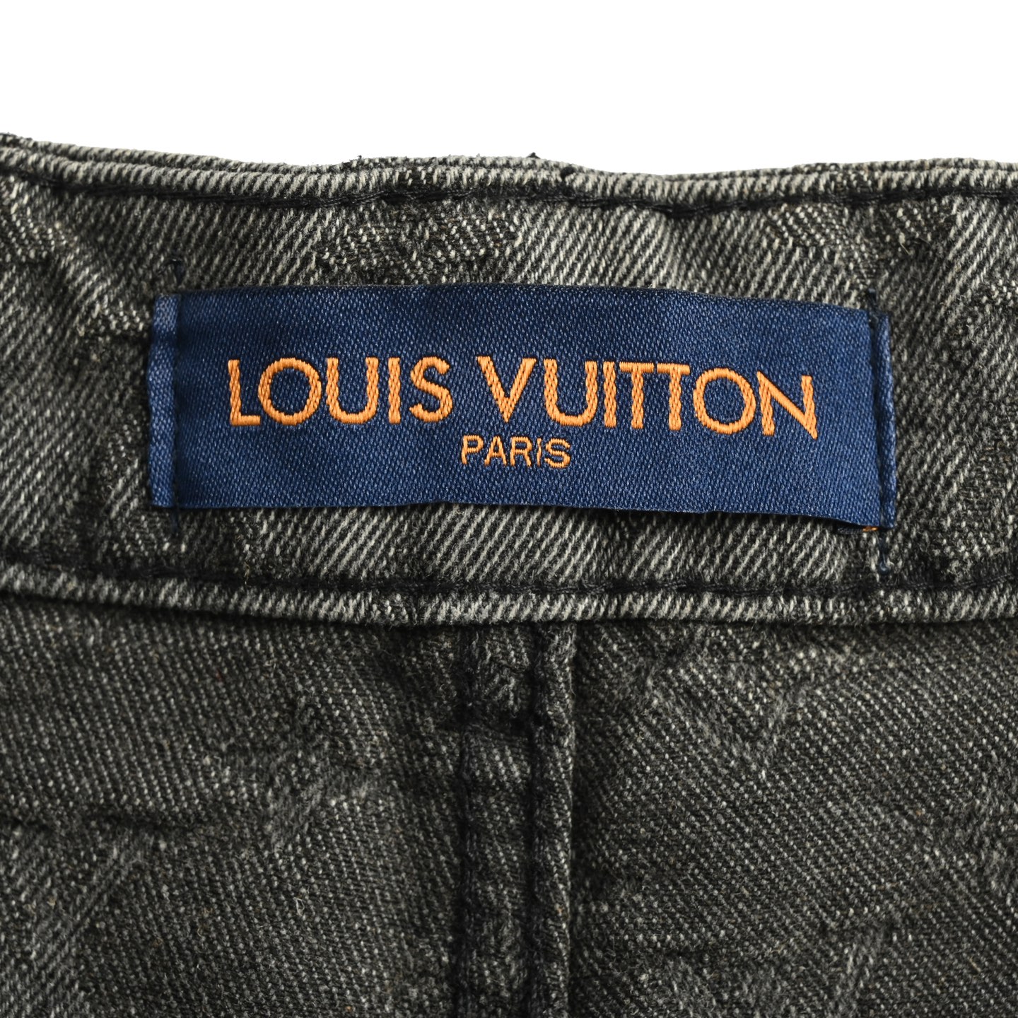 Louis Vuitton 25ss grey jacquard denim shorts with printed monogram