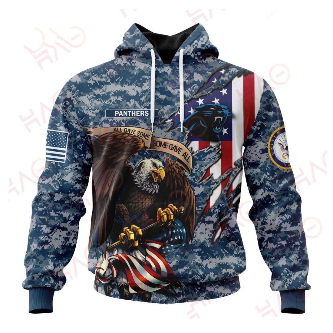CAROLINA PANTHERS 3D HOODIE US NAVY VETERANS