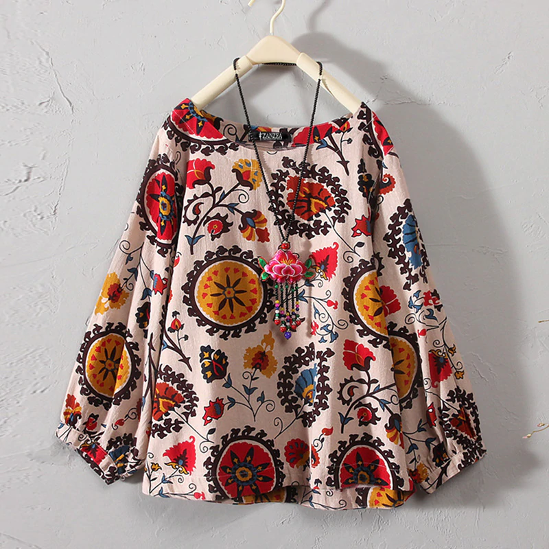 Plus Size Casual drukowany długi rękaw dla kobiet