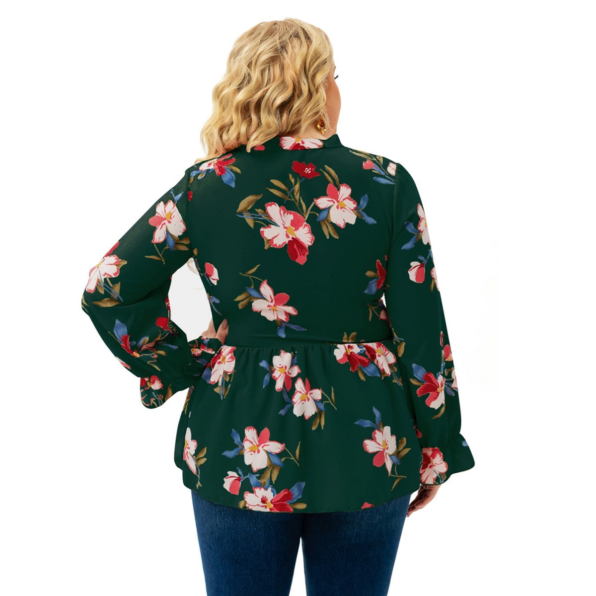 Plus Size Women Clothing Spring Autumn Full Figured Girl Long Sleeve Printed Top