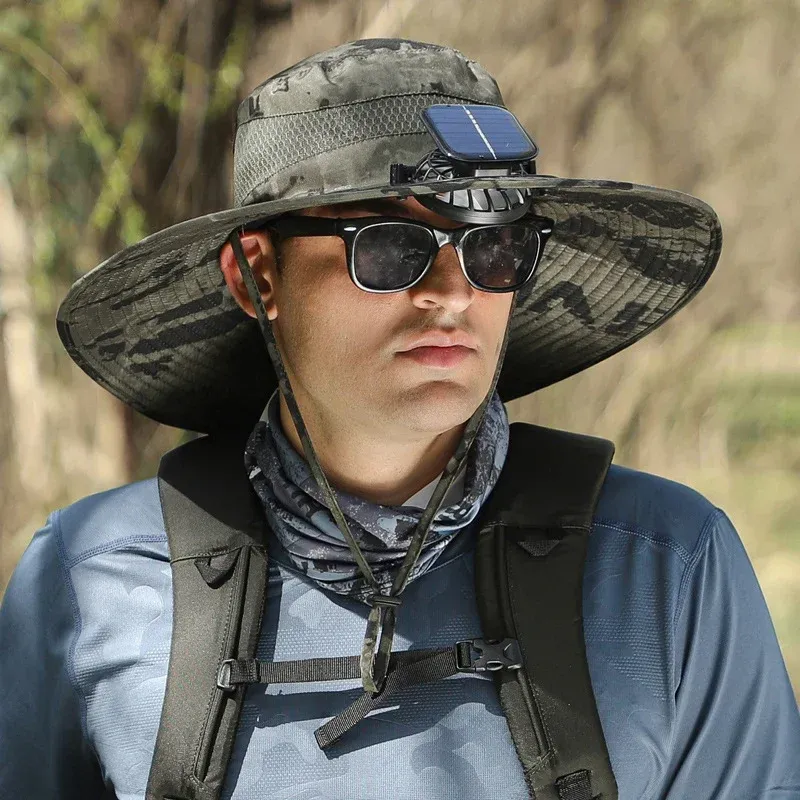 🔥EARLY SUMMER SALE 50% OFF⚡- Outdoor Wide Brim Sun Hat With Solar Fan