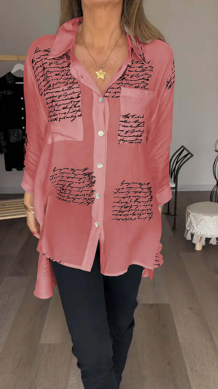 ❤️Mother's Day Sale 60% OFF❤️Letter Print Fashion Lapel Shirt