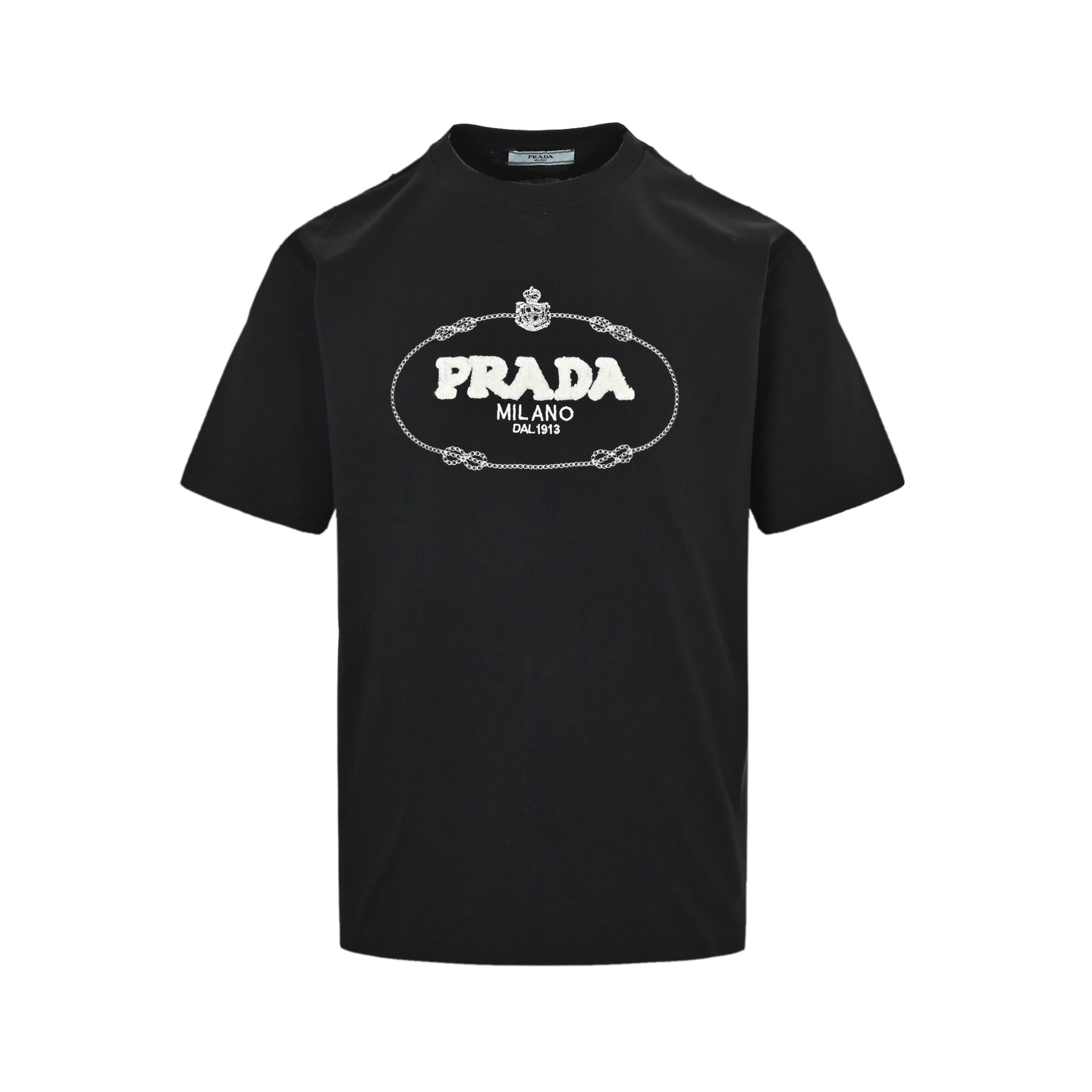 Prada 24ss towel embroidery letter logo short sleeve