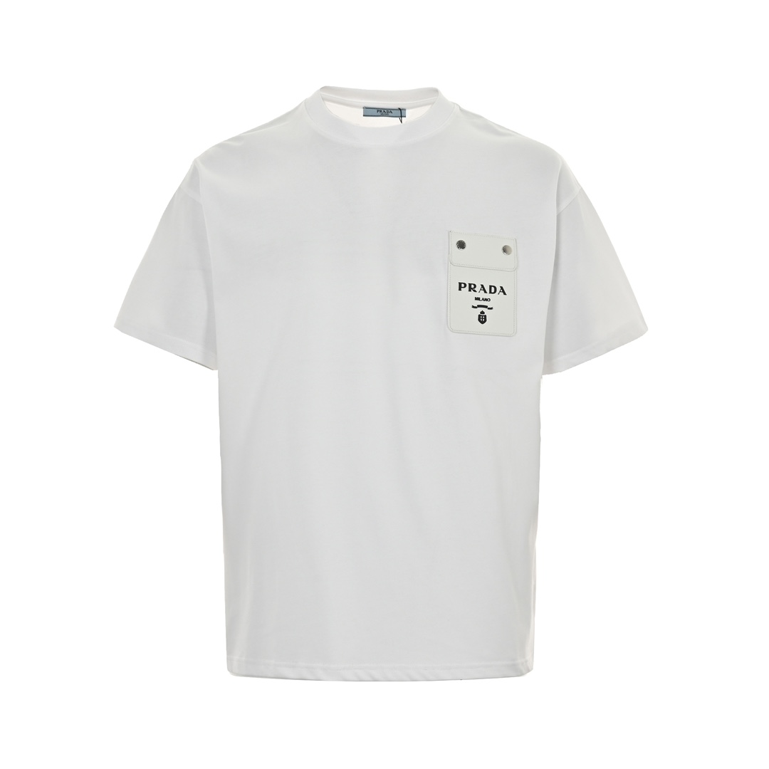 Prada 24ss leather patch faux pocket short sleeve