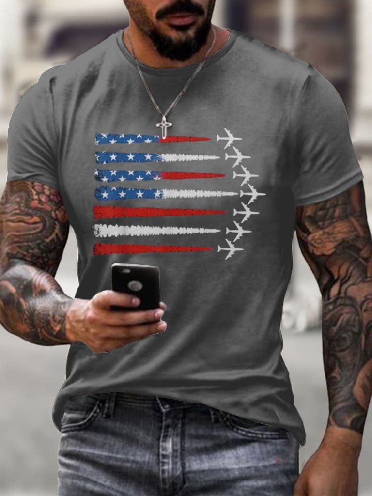 Men's Flag Independence Day Printed T-Shirt