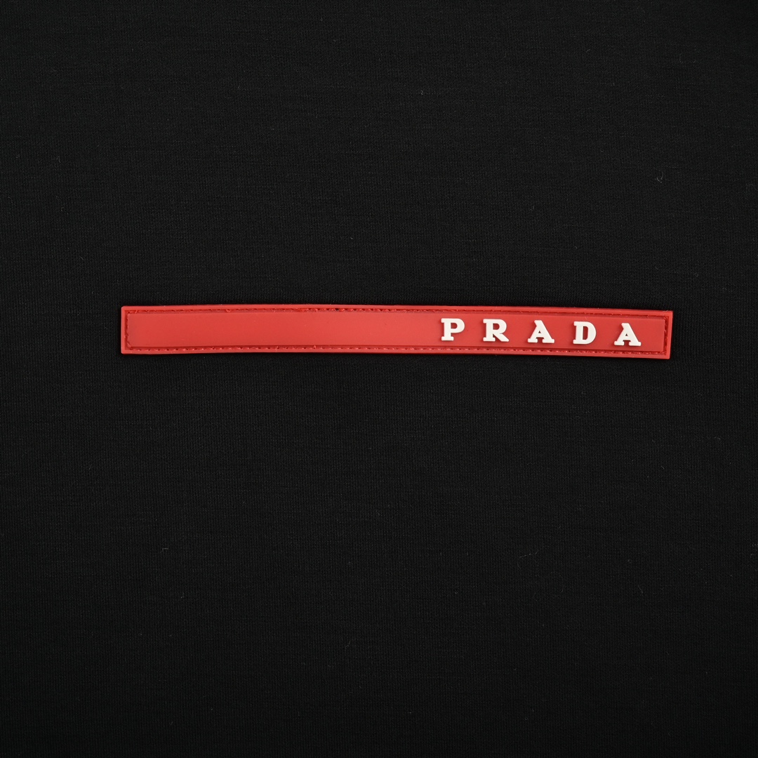 Prada 24Fw red striped air layer crew neck sweatshirt