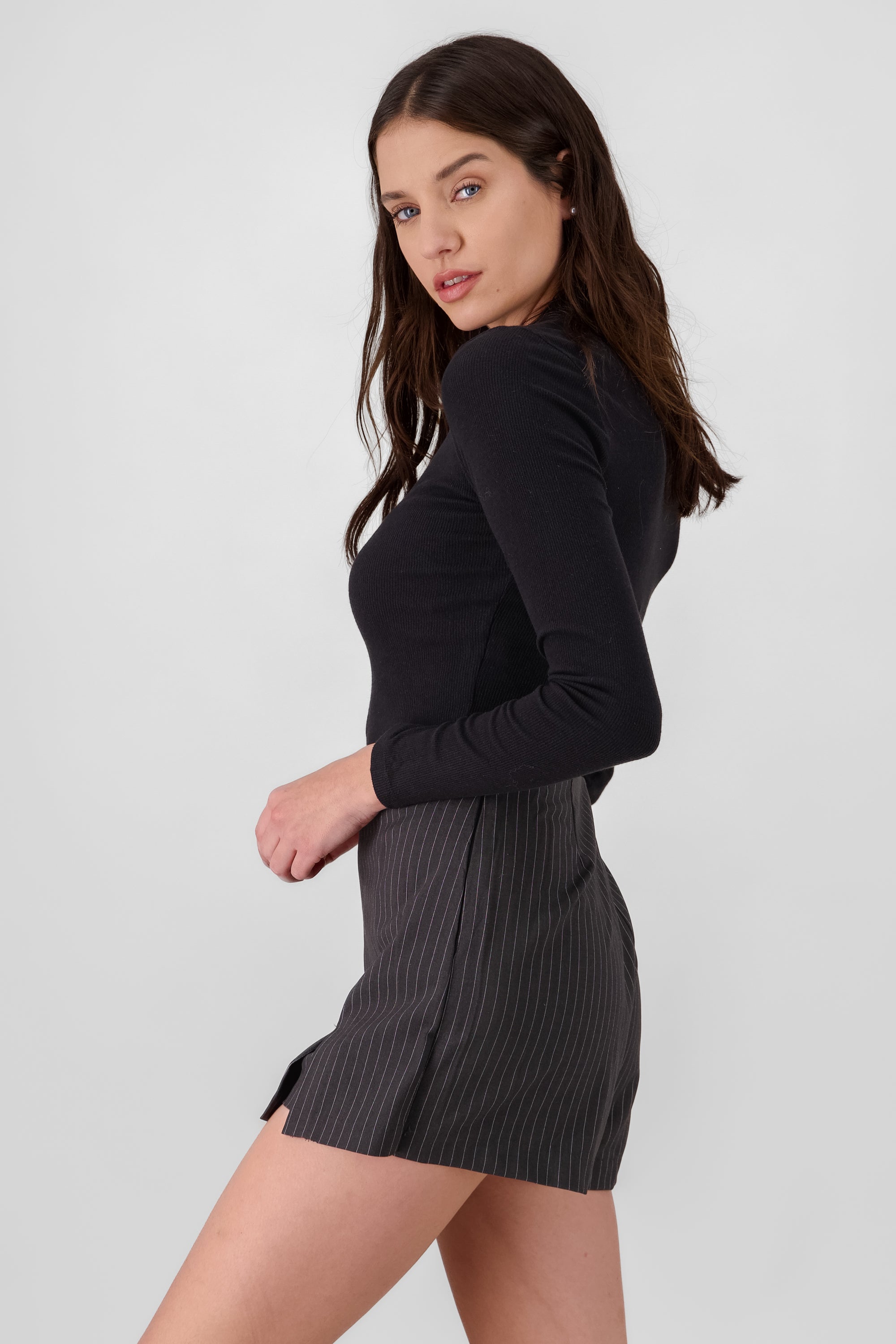 Ribbed Top with Zipper