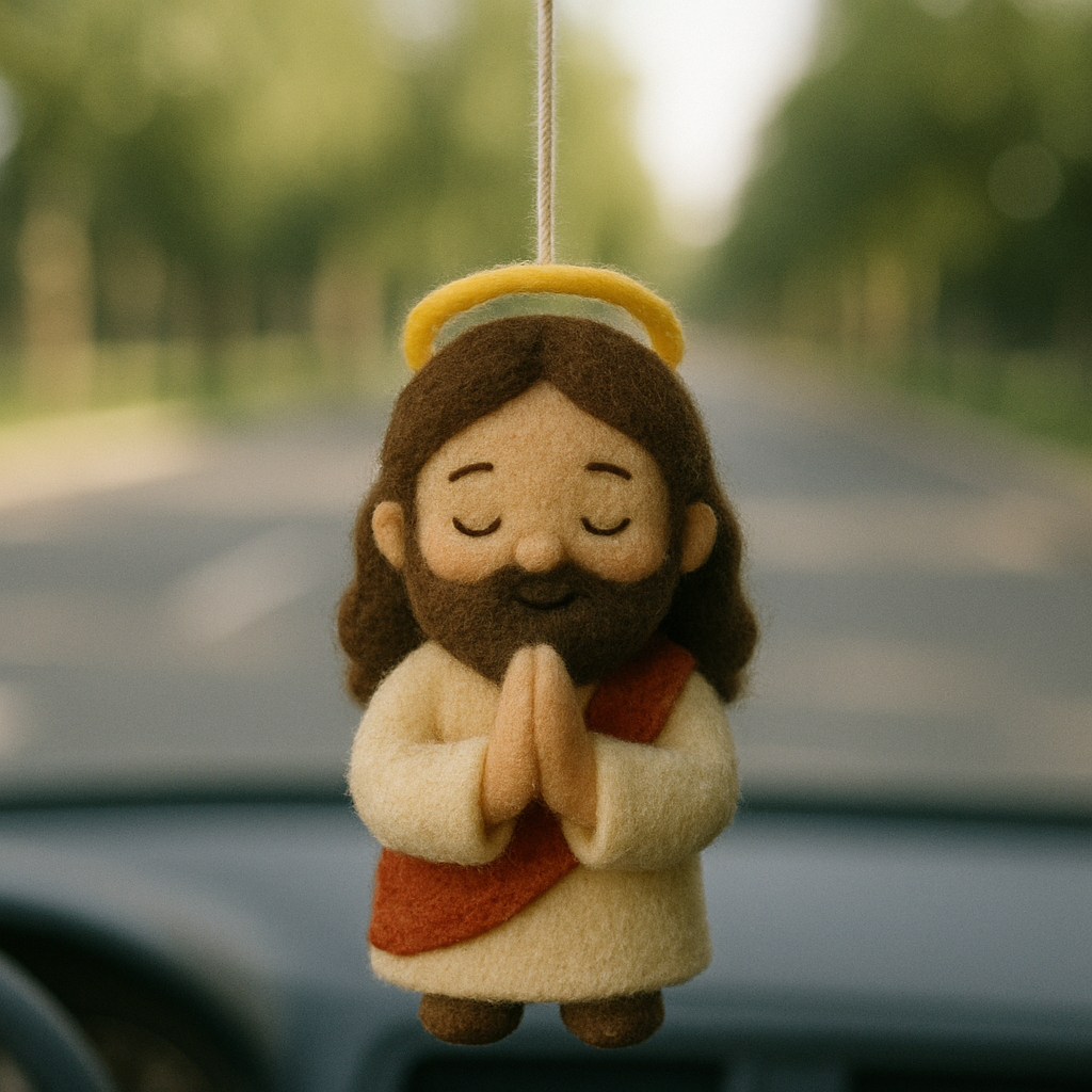 Cute Felt Jesus Rearview Mirror Pendant