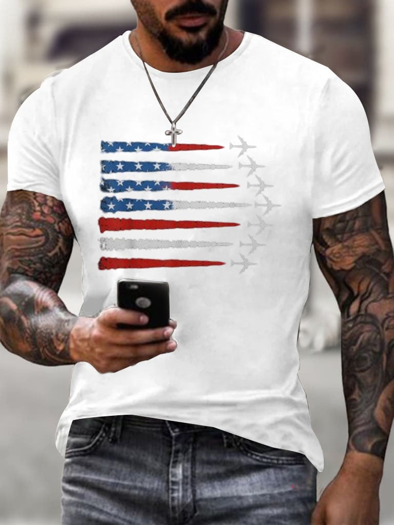 Men's Flag Independence Day Printed T-Shirt