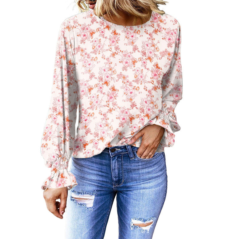 Floral Bishop Sleeves Women's Top