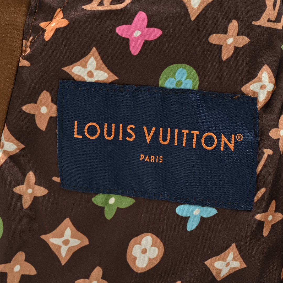 Louis Vuitton 24Fw embroidered stitching suede bomber jacket