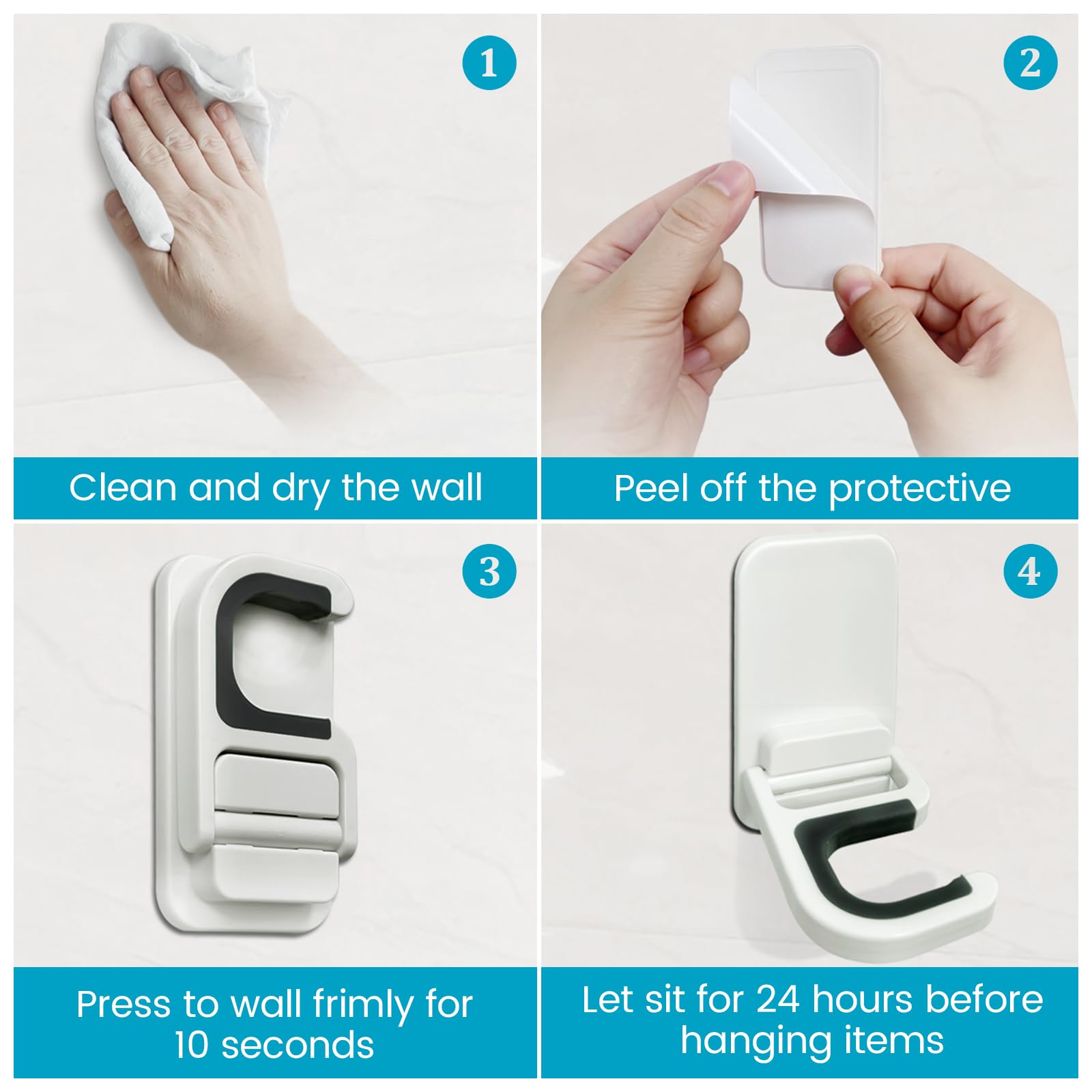 4 Pcs/Set Broom and Mop Organizer Wall Hanging, Holds up to 6 lb