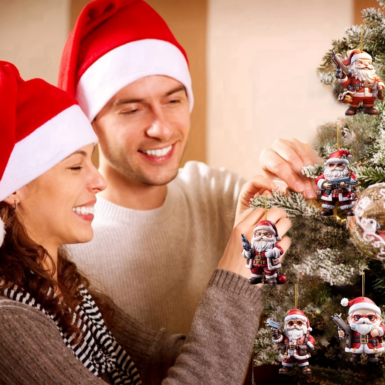 Badass Santa Ornament – Action-Packed Christmas Decor