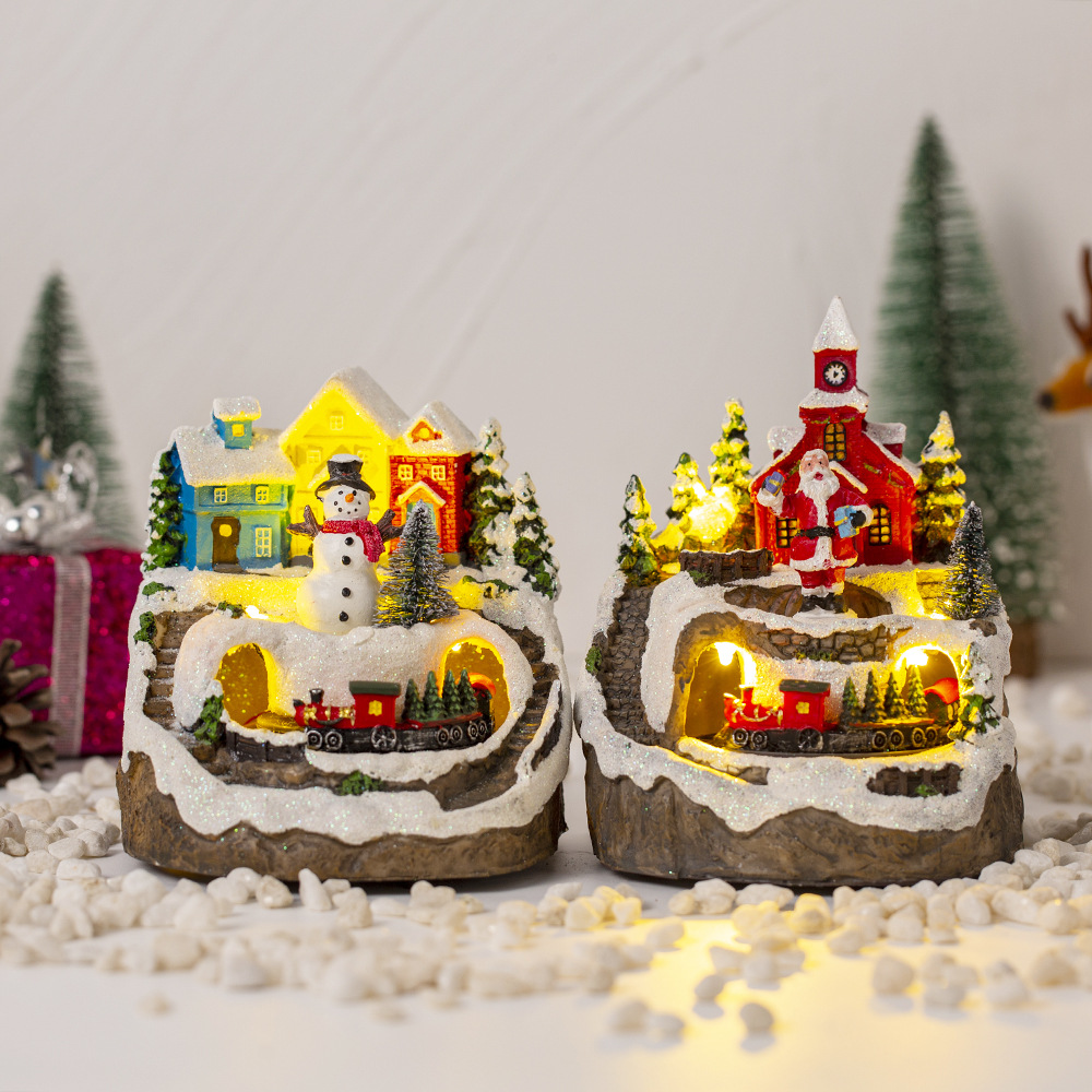 🎄Early Christmas Sale 49% OFF🎄Christmas Village Resin Music Box with Rotating Train