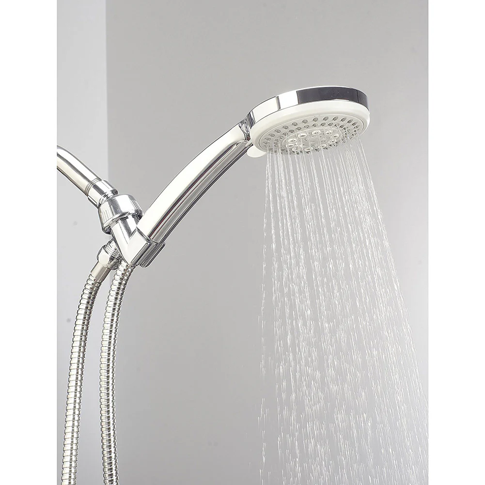 Bath Bliss Fiji 5-Function Monsoon Showerhead and Cord Set, Grey-Chrome