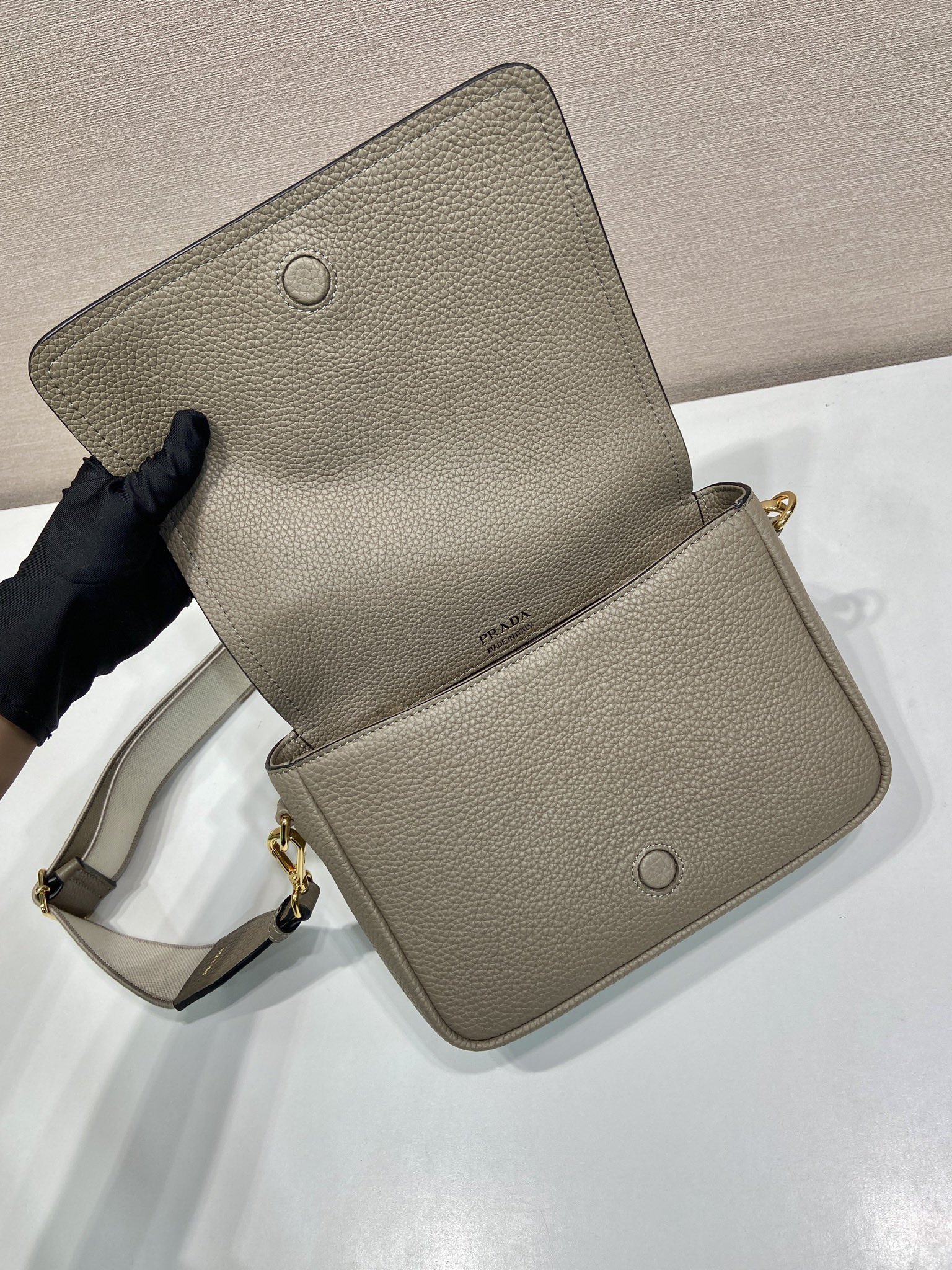 Prada Embroidered Strap Shoulder Bag 1BD314