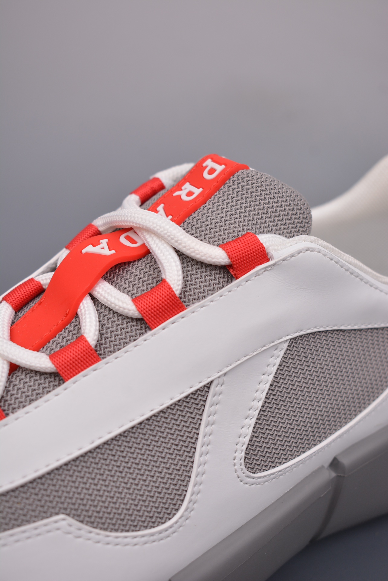 Prada 3D Cloudbust Thunder Technical Sneakers White Dark Gray Red 1E804M3LKI-AJ6493