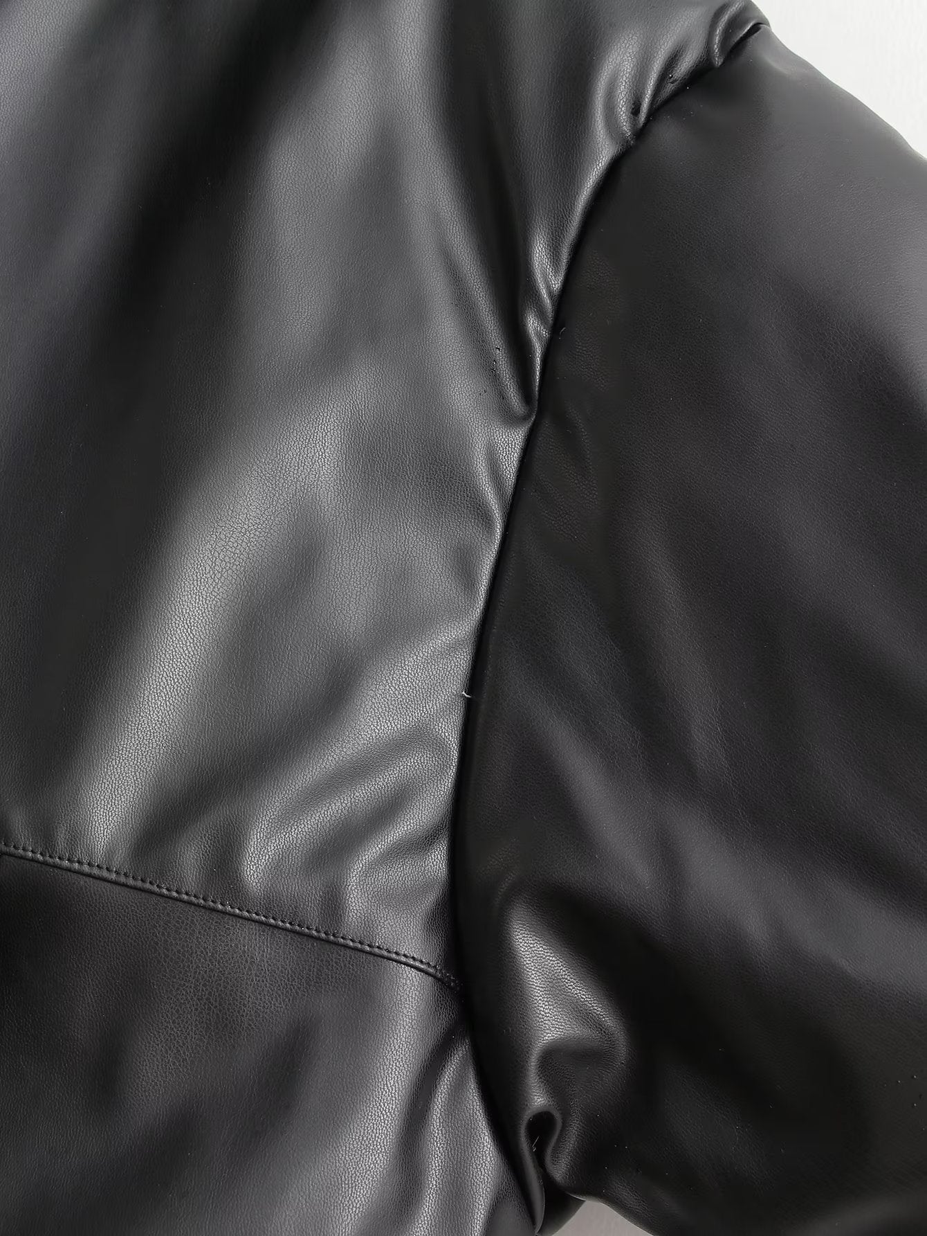 Winter Women Cotton Clothes Coat Short Stand up Collar Slim Fit Faux Leather Shirt Light Warm