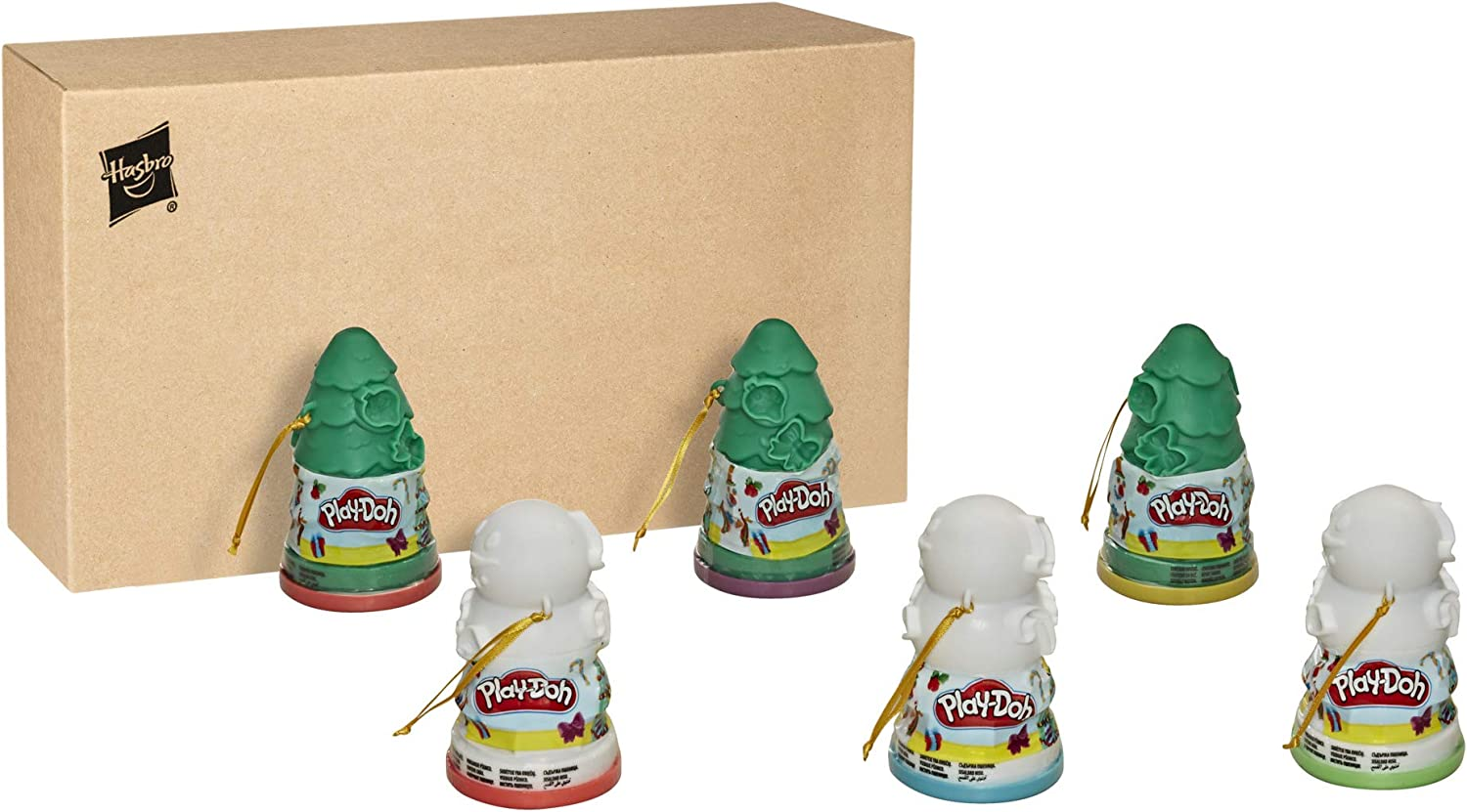 Christmas Tree and Snowman Toy Ornaments, 6-Pack, Kids Ages 2 and Up, Various Colors
