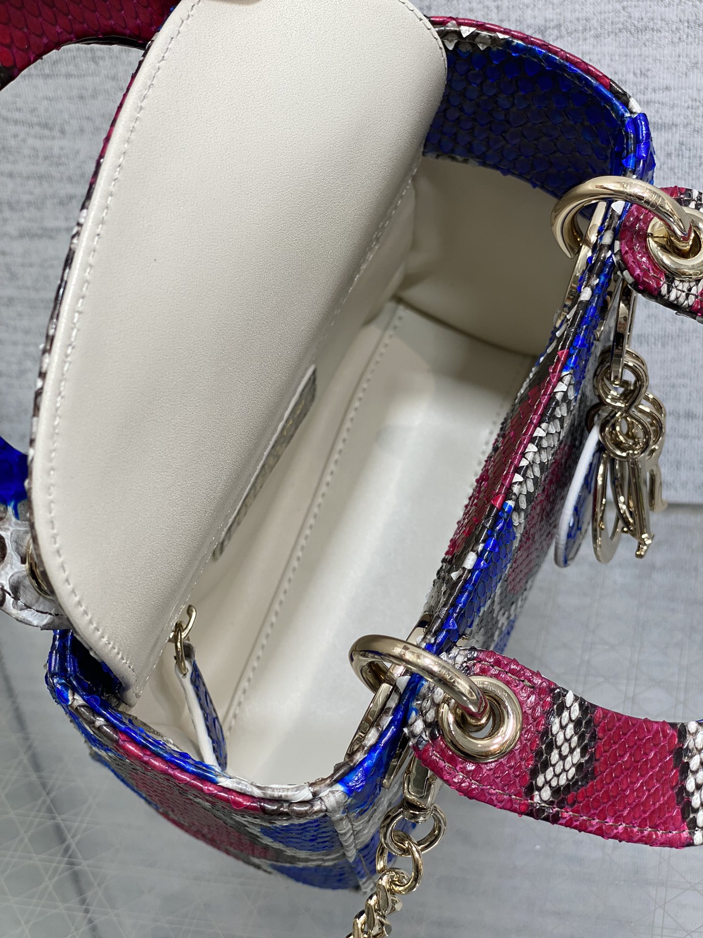 Dior Lady three-grid rare snakeskin Princess Diana bag