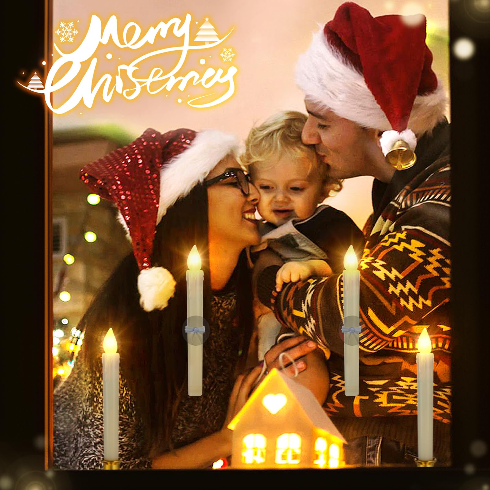 🎄CHRISTMAS ON SALE🎄6 Pcs Christmas Flameless Flickering Candles with Timer, Removable Candlestick, Suction Cup