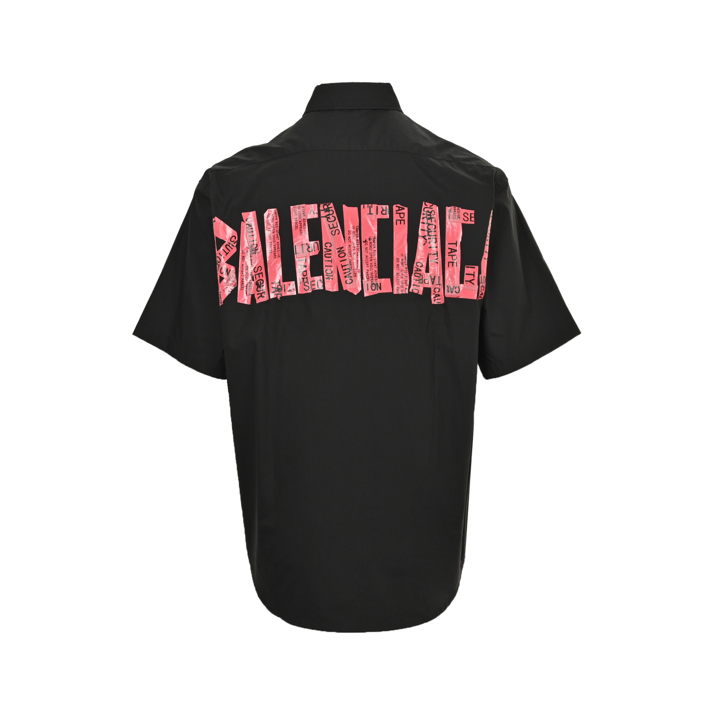 Balenciaga 25ss short-sleeved shirt with red tape on the back