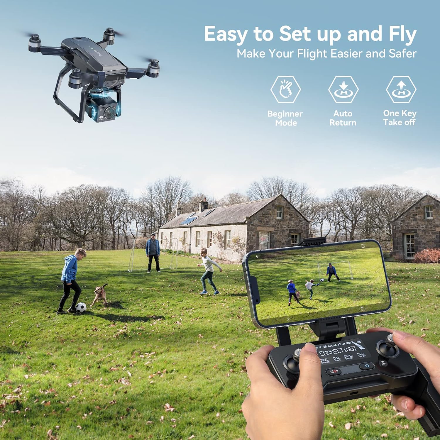 Bwine GPS Drones with Camera for Adults 4K Night Vision 3-Aix Gimbal 2Mile Long Range