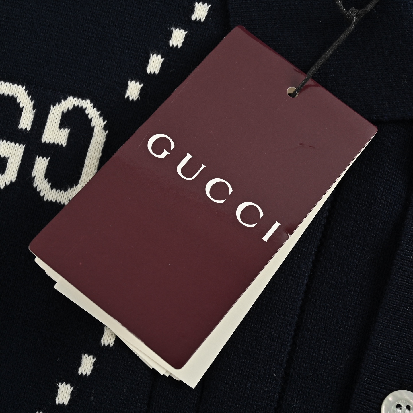 Gucci 25ss Double G jacquard cable knit Polo short sleeve