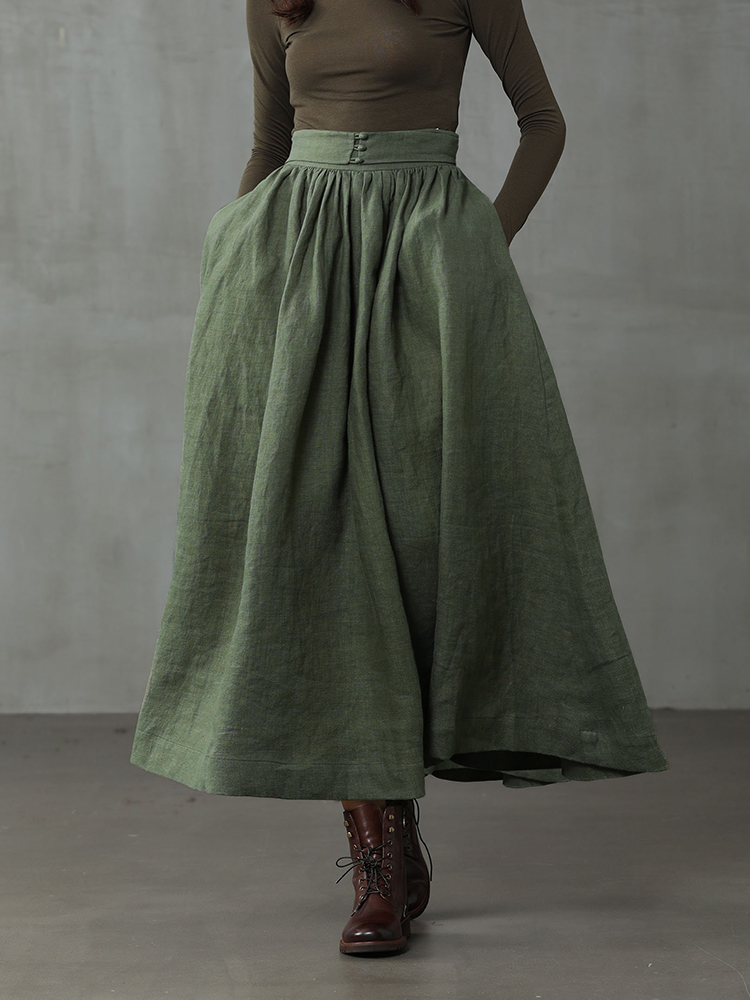 Vintage High Rise Pleated Wide Skirt