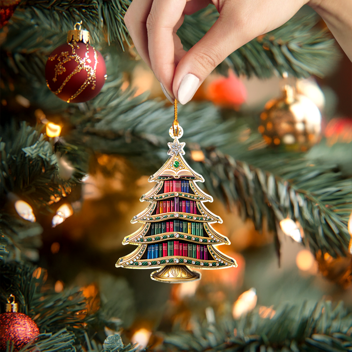 Sparkling Christmas Tree Bookshelf Ornament