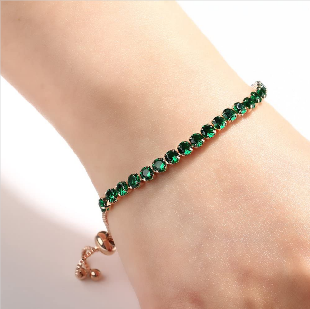 (Last Day Flash Sale-50% OFF) Adjustable Rose Gold Emerald Green Bracelet-Buy 1 Get 1 Free NOW!