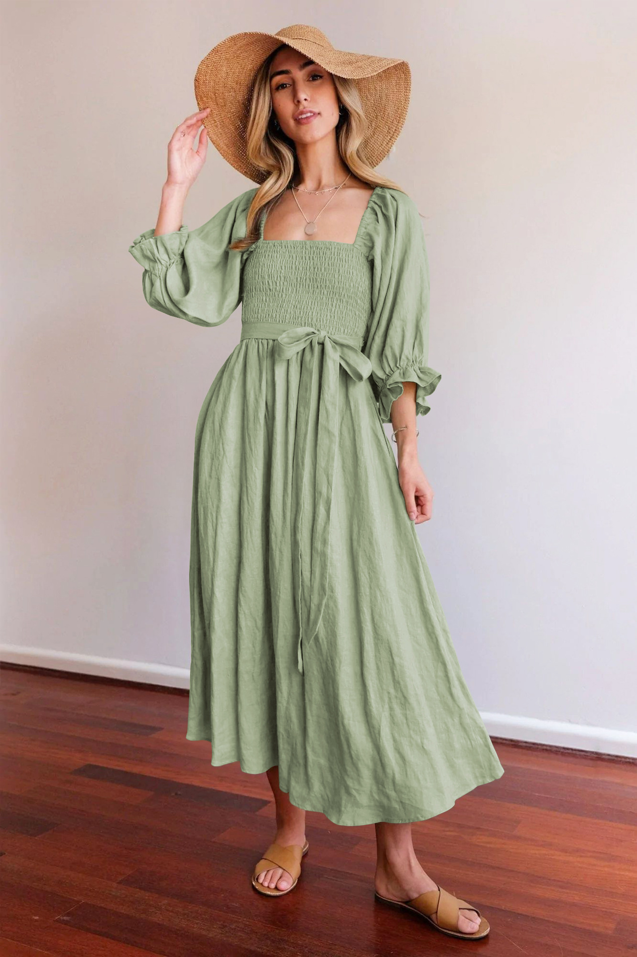 💥Hot Sale-[SAVE 50% OFF]--🏖️FRENCH RUFFLED LANTERN SLEEVES MULTI-WEAR DRESS--BUY 2 GET 10% OFF & FREE SHIPPING