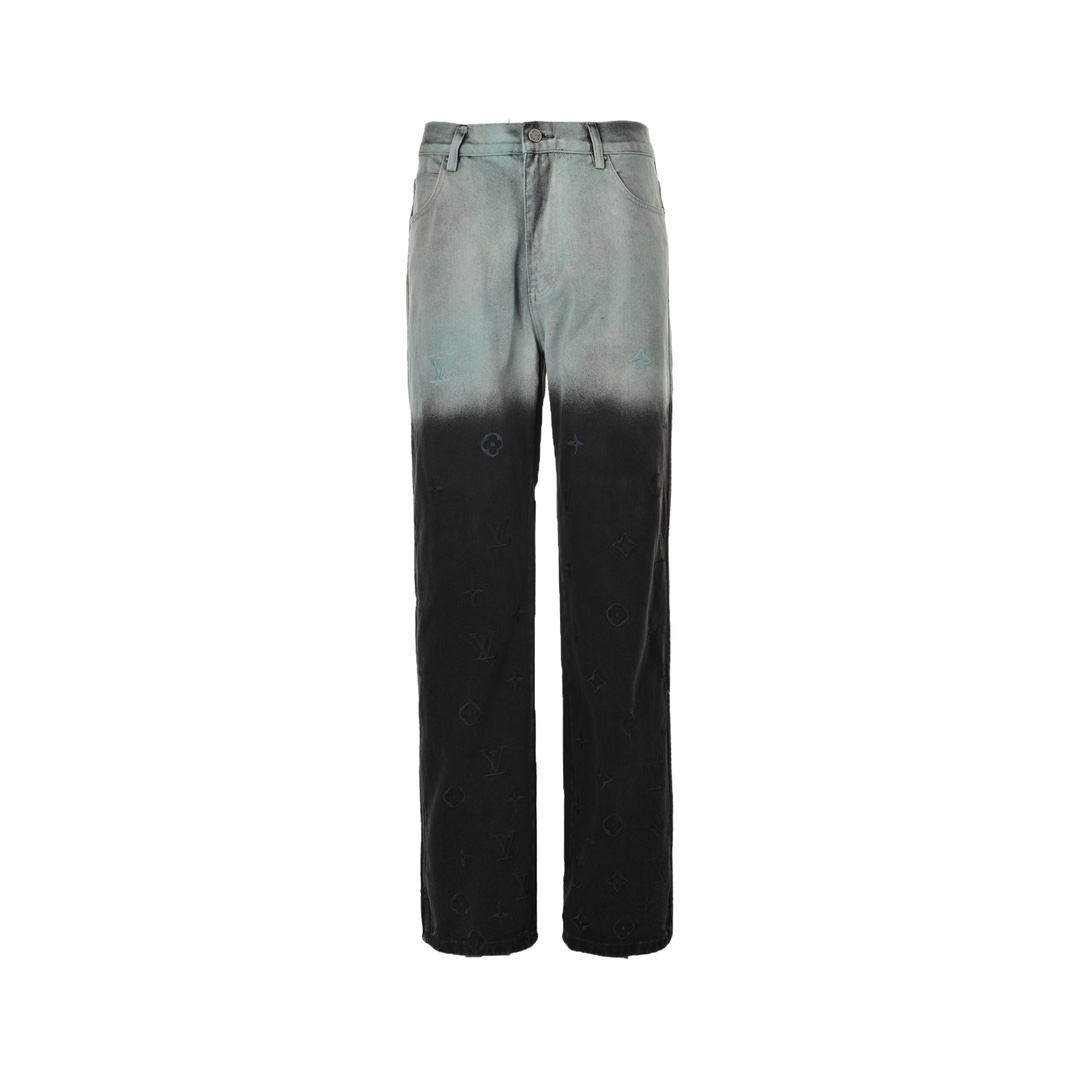 Louis Vuitton 24Fw all-over embroidered monogram gradient washed jeans