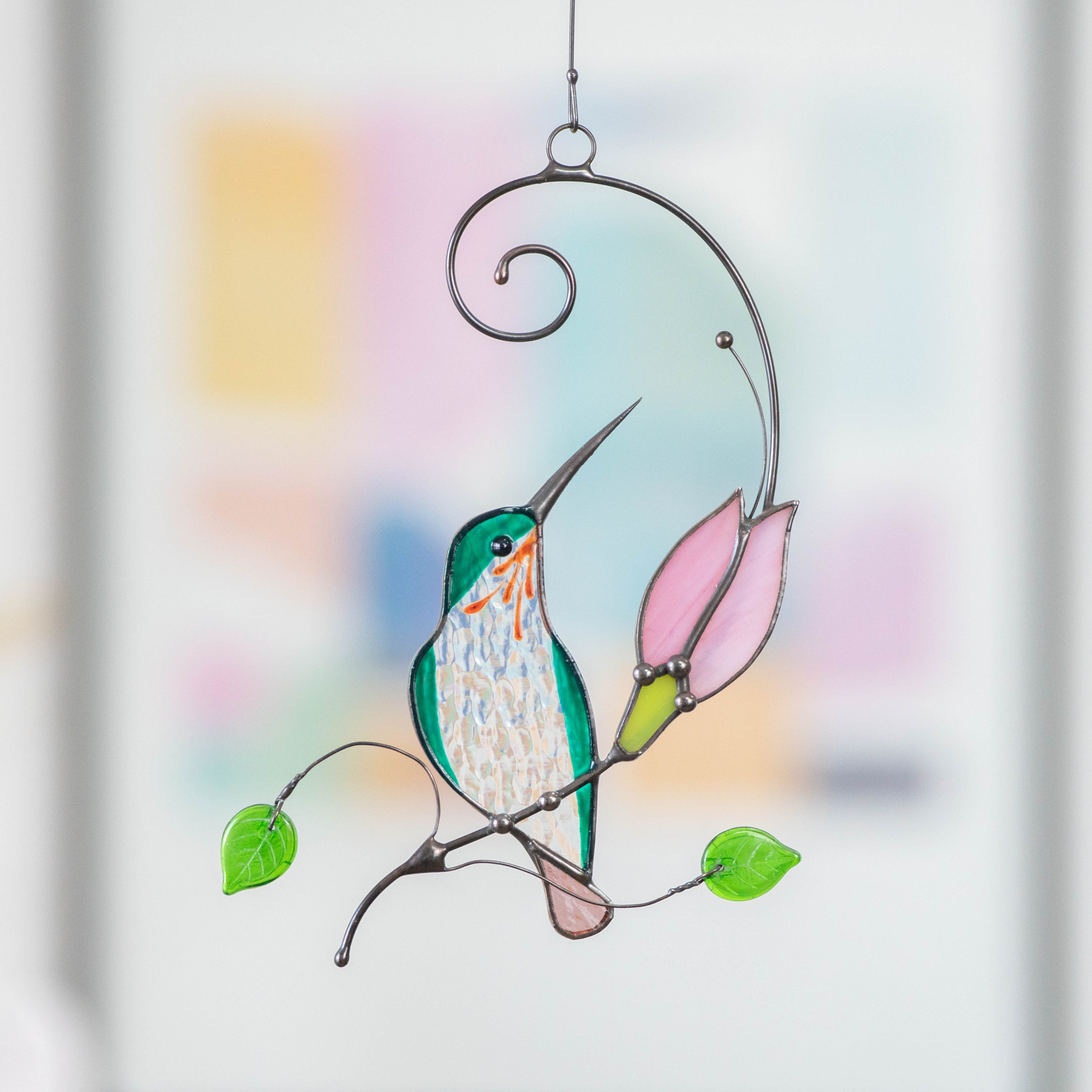 Stained glass hummingbird window hangings decor