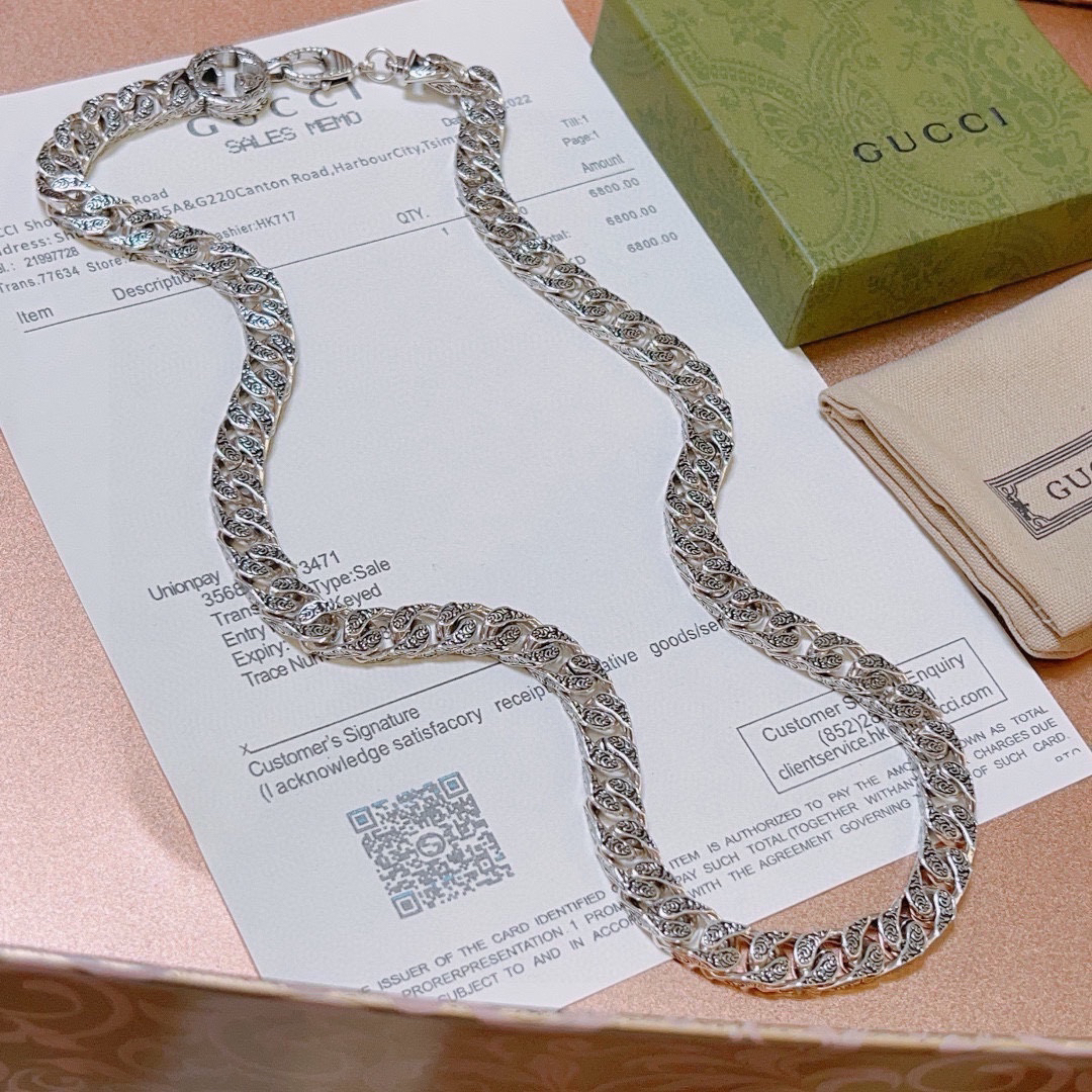 Gucci Anger Forest Series GG Flat Chain Vintage Necklace