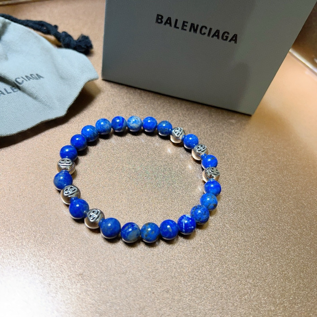 Balenciaga Natural Lapis Lazuli Thai Silver Style Bracelet