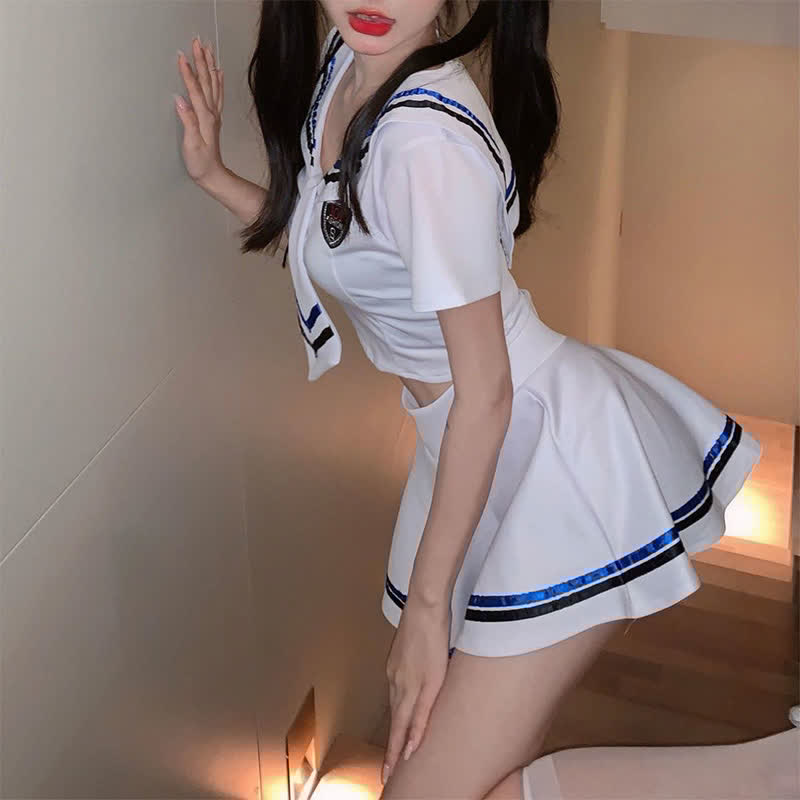 Sailor Collar Cosplay Lingerie Stockings Set