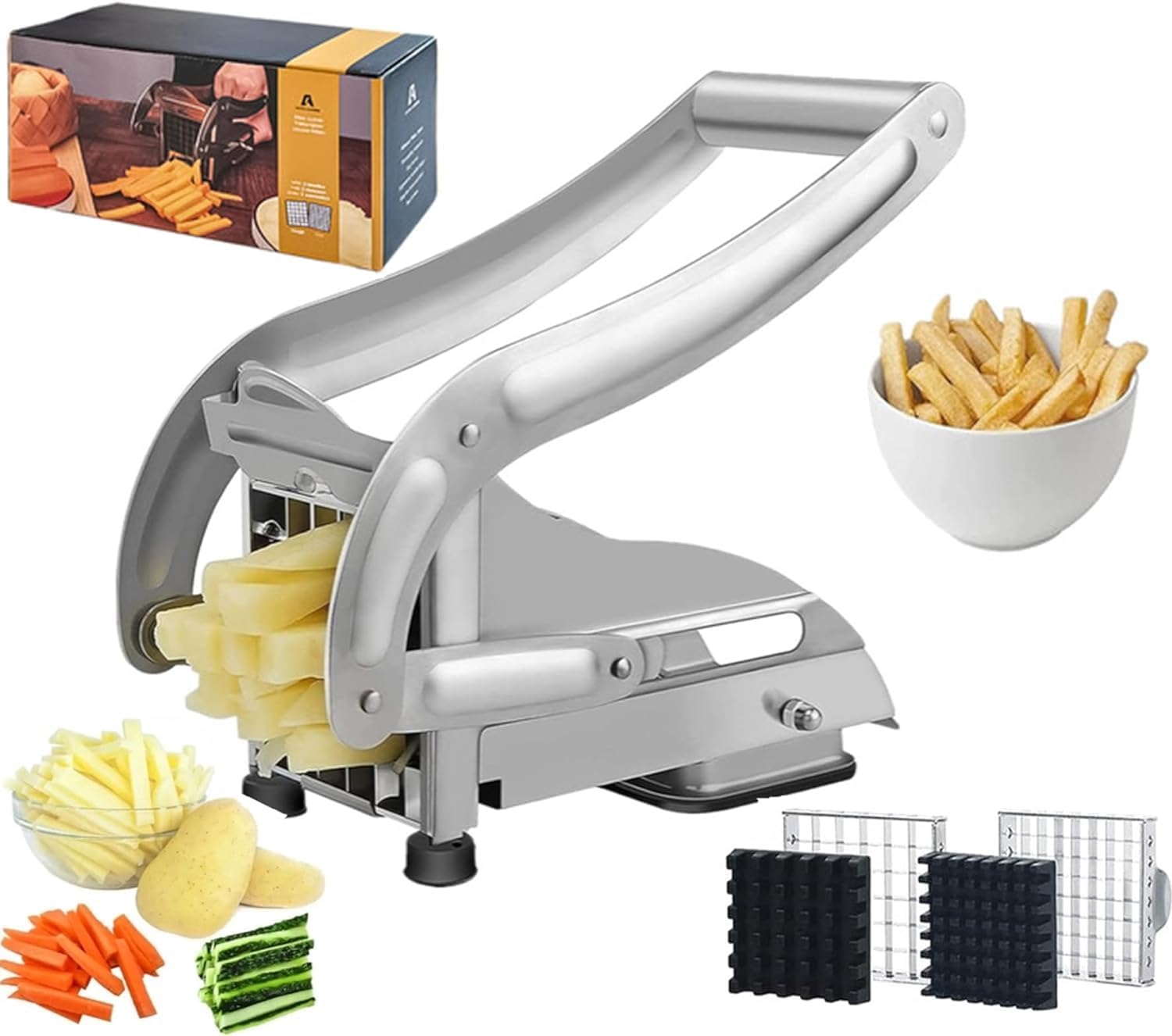 🔥Last Day 50% OFF🔥Stainless Steel French Fry Cutter with 2 Blades-Buy 2 Free Shipping