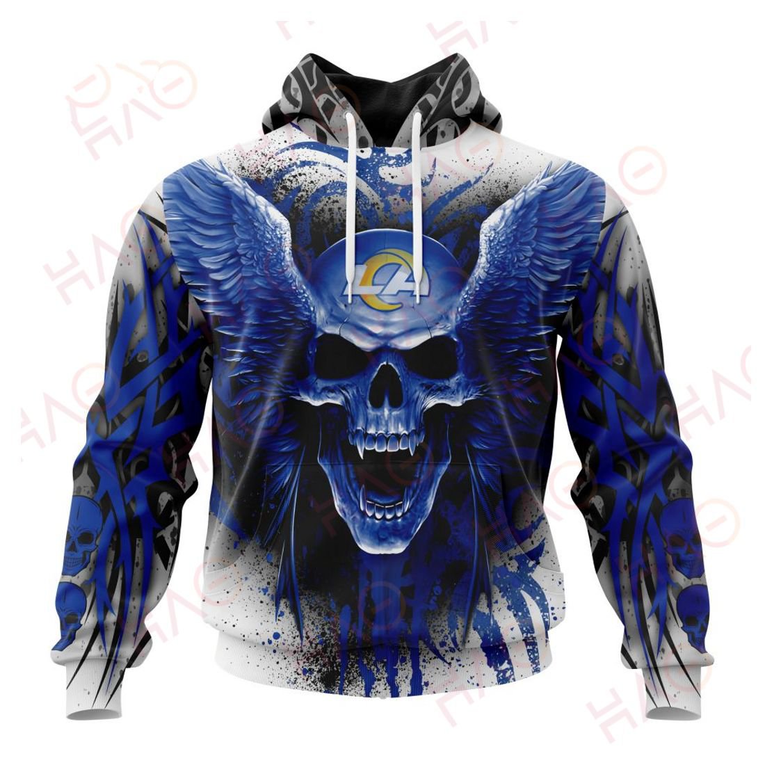 LOS ANGELES RAMS 3D HOODIE SKULL ART