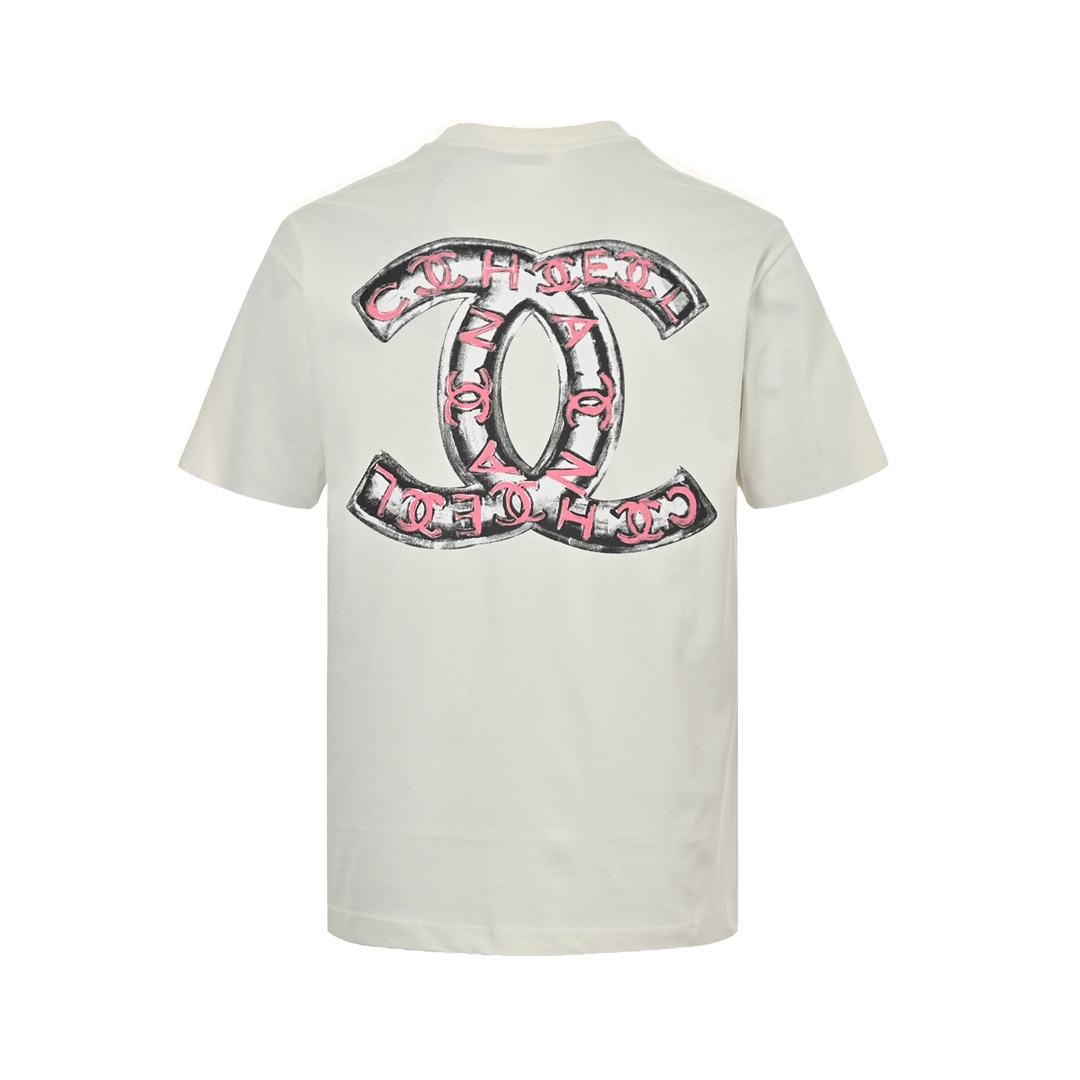 Chanel 24ss hand-painted graffiti logo short sleeve